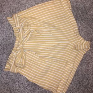 Striped Paper bag waist shorts